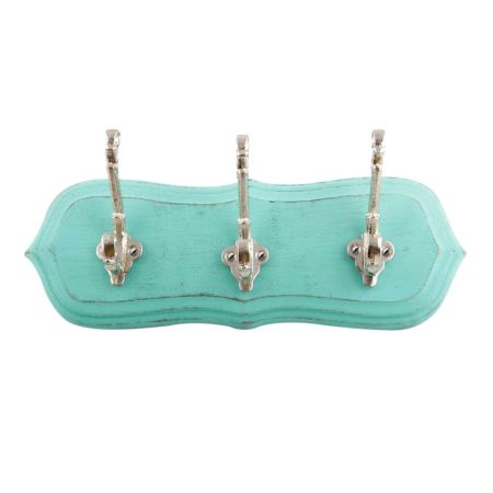 Sea Green Silver Small Wall Wooden Iron Hooks